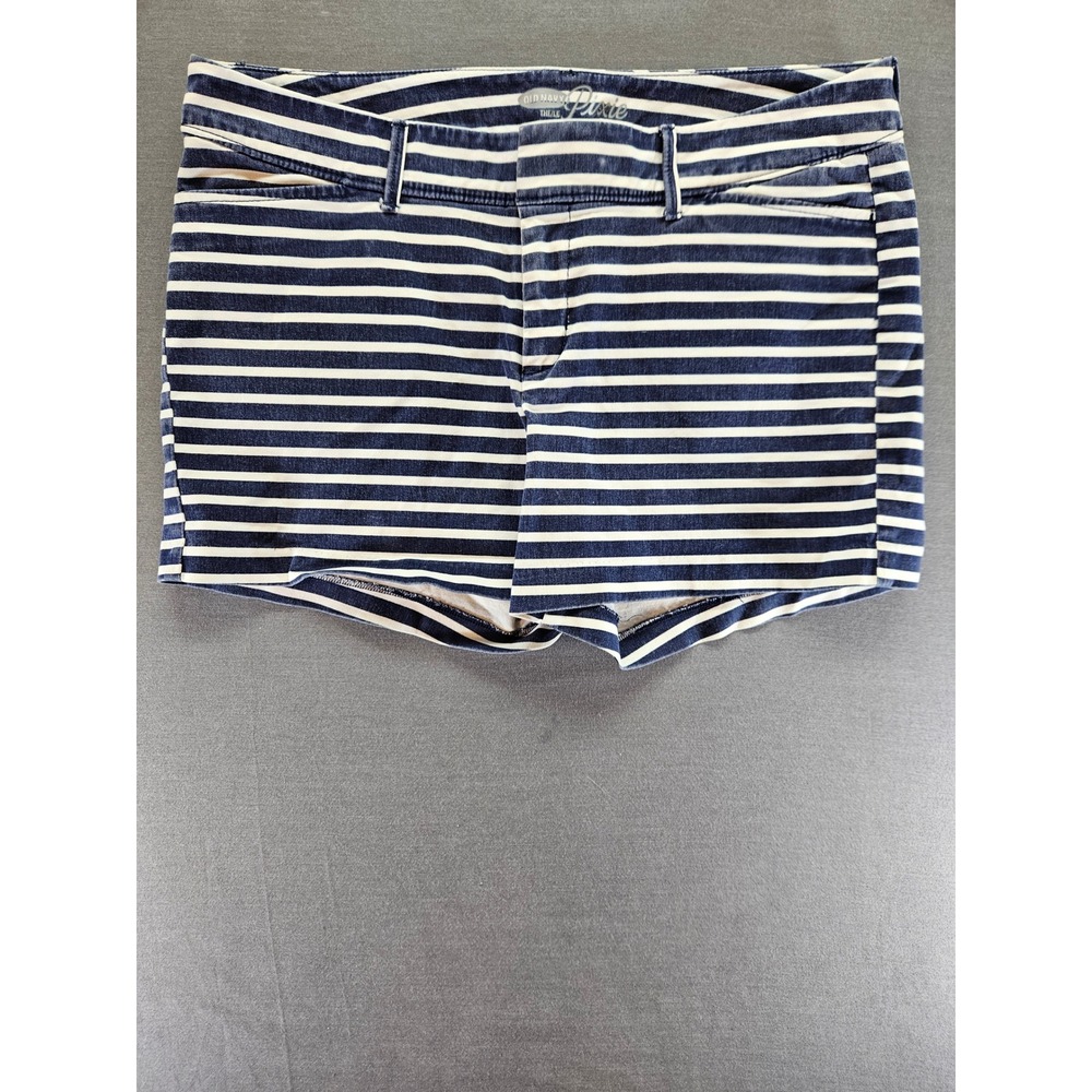 Old Navy Pixie Shorts Navy Blue White Striped Cotton Stretch Size 6 Regular